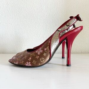 Louis Vuitton Murakami Cherry Blossom Monogram Slingback Heels Size EU 37